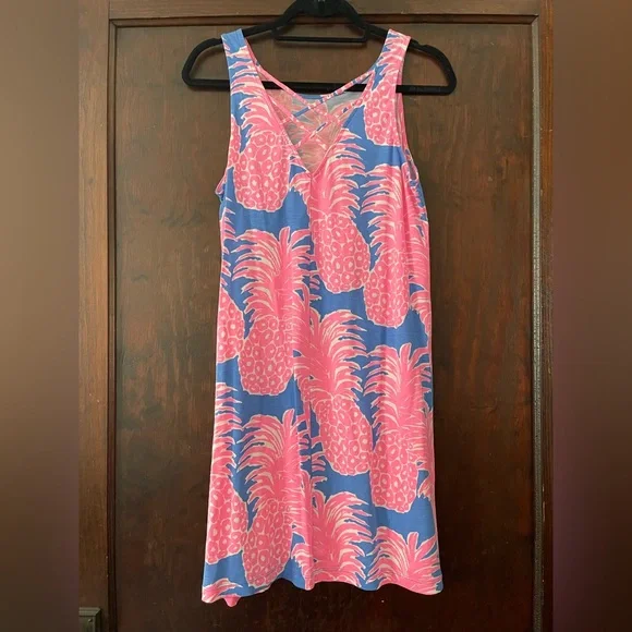 Lilly Pulitzer Kristen Swing Dress | Pineapple Pink Blue Haven | Large - Picture 2 of 4